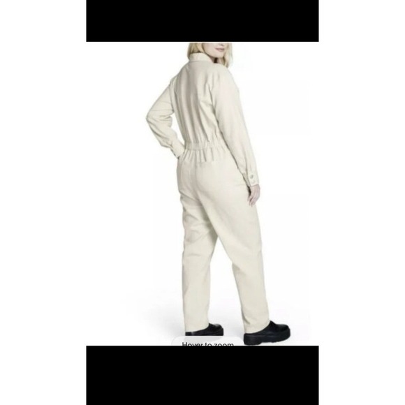 Sandy Liang Target Cream Coveralls Jumpsuit Women's Size 12  100% Cotton 0070 - Picture 3 of 7